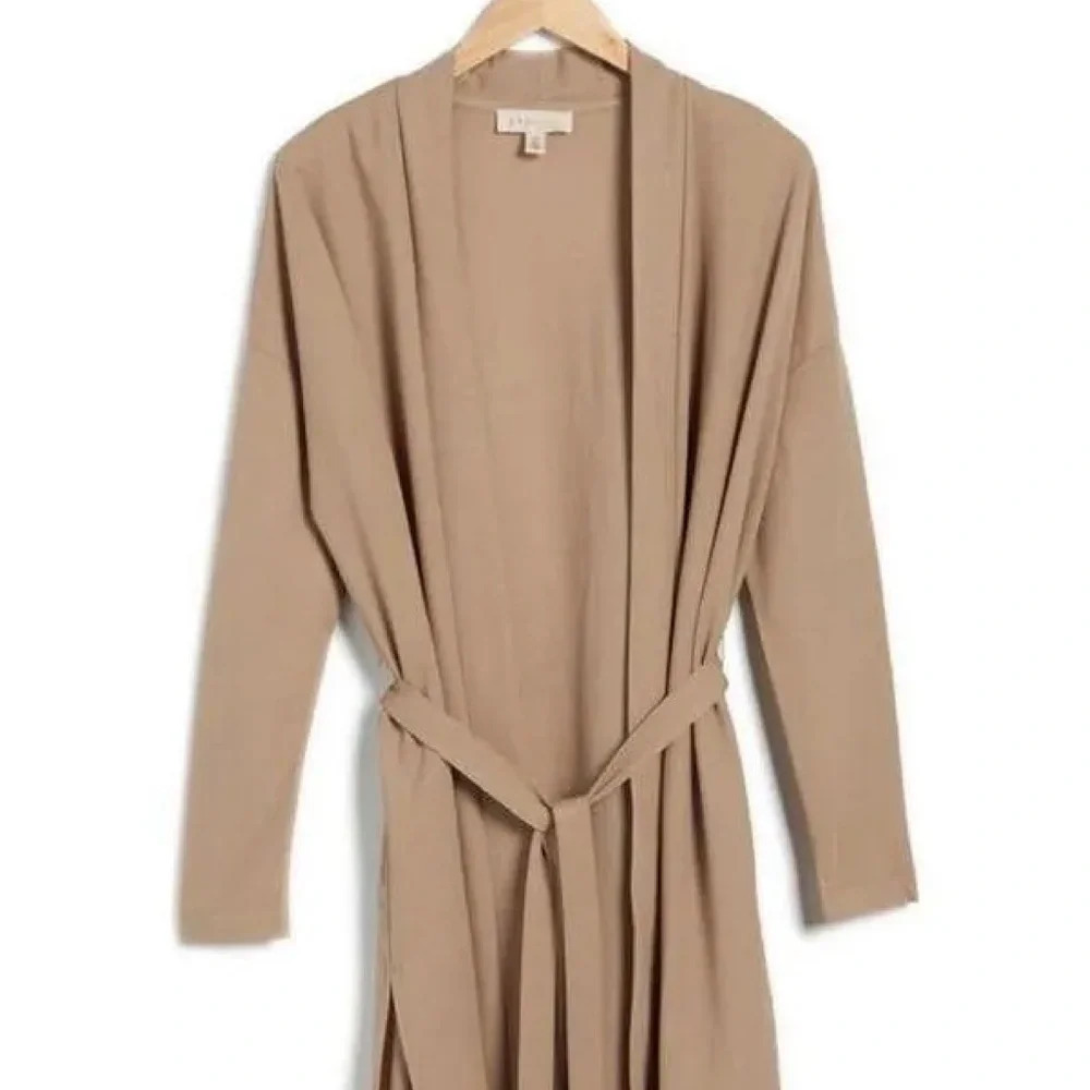 Philosophy Republic Clothing Belted Duster Maxi Cardigan Khaki Tan can (C-6) - Picture 2 of 9